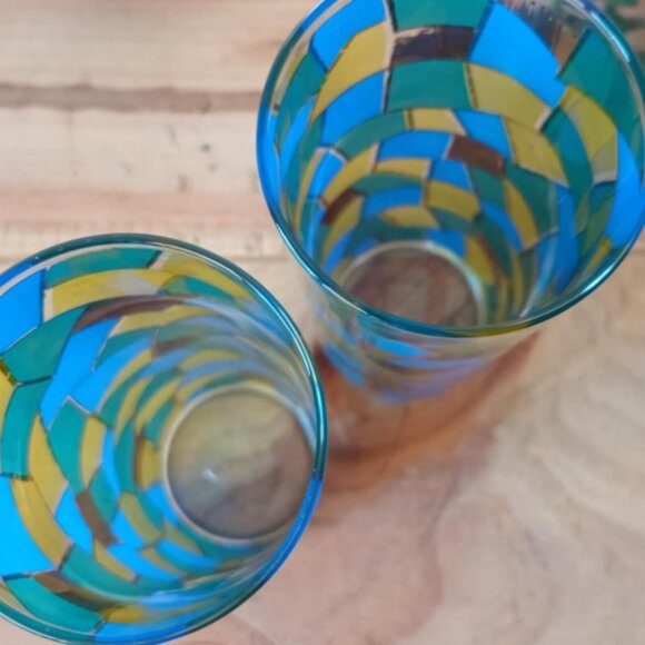 Set (2) Vintage Federal Glass Mosaic Collins Glasses - Picture 7 of 9